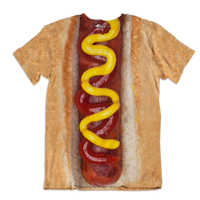 Hot Dog Unisex Tee Front Pockets Side Pockets Patch Pockets