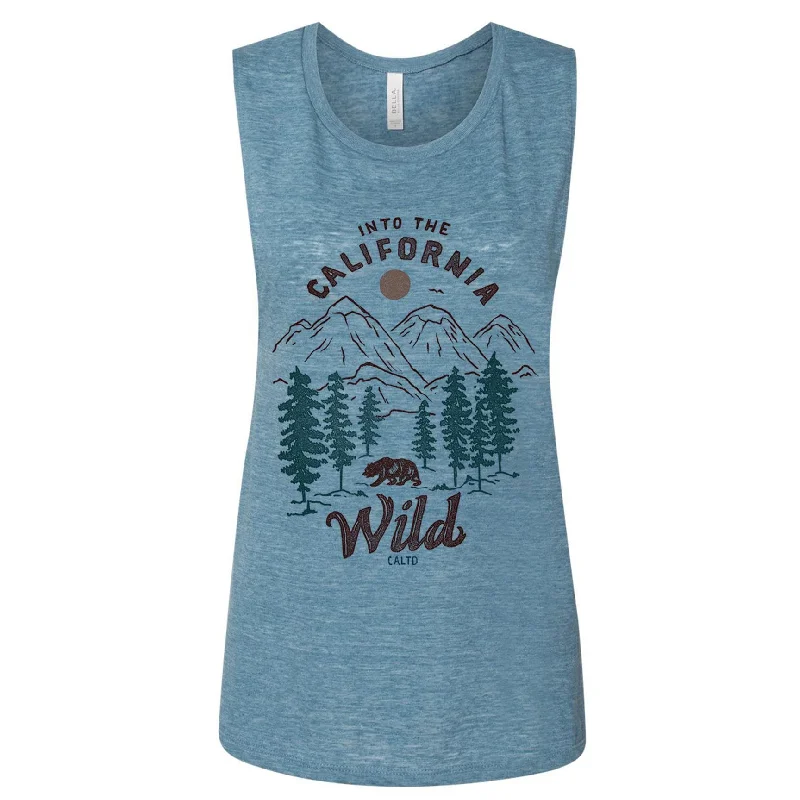 California Into The Wild Muscle Tee Beaded Sequined Faux Fur