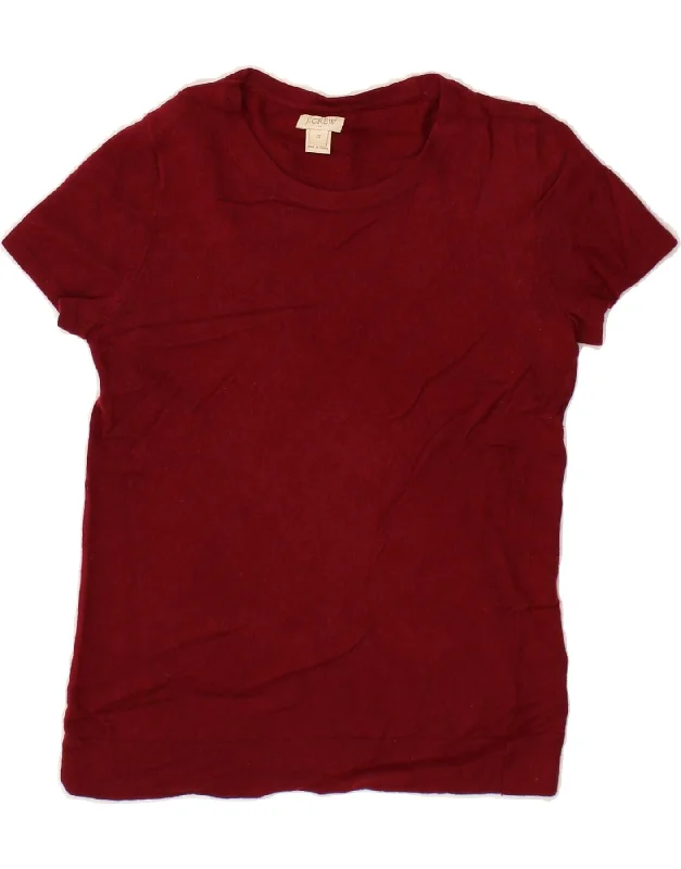 J. CREW Womens T-Shirt Top UK 6 XS Burgundy Viscose Modern Contemporary Chic