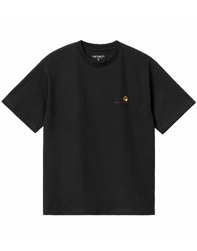 T-shirt woman I032218 89XX AMERICAN SCRIPT BLACK CARHARTT WIP Chenille Blend Fleece Blend Nylon Blend