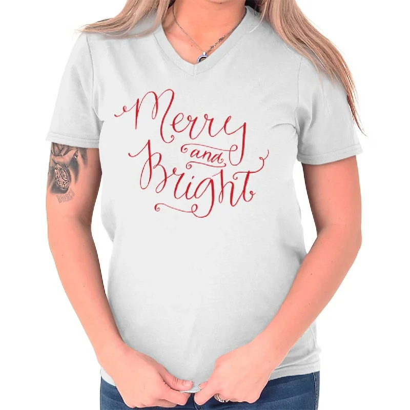 Merry And Bright V-Neck T-Shirt Silk Blend Satin Velvet