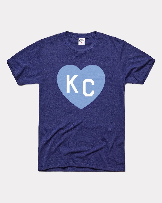 Navy & Light Blue KC Heart Vintage T-Shirt Houndstooth Herringbone Solid