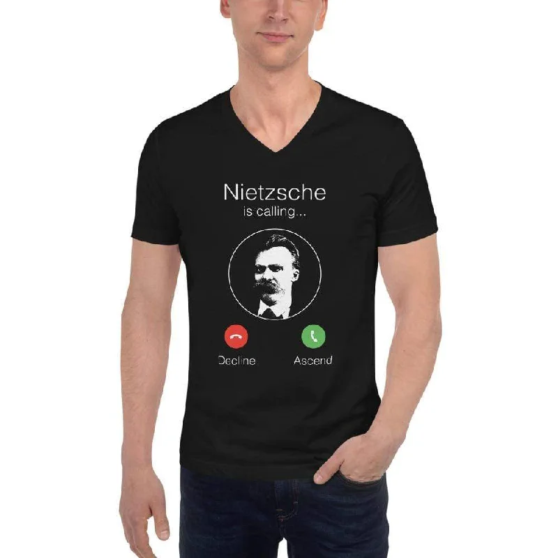 Nietzsche Calling - Decline or ascend - Unisex V-Neck T-Shirt Elasticated Padded Insulated