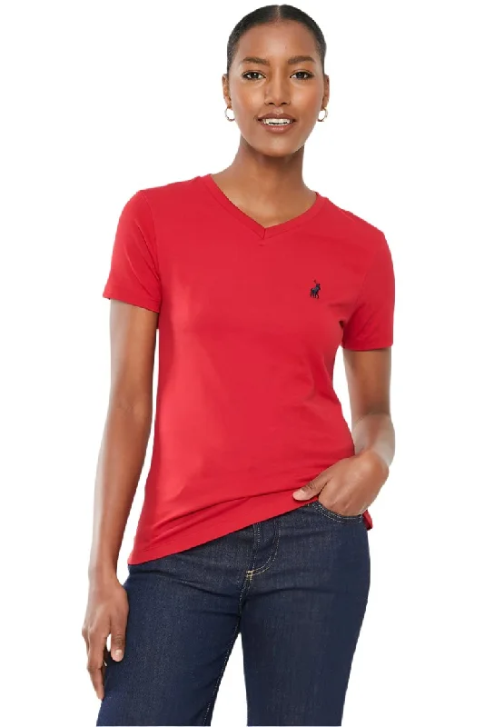 Polo 0048917 Kelly V -Neck T-Shirt  Red Nylon Fabric Polyester Fabric Spandex Fabric