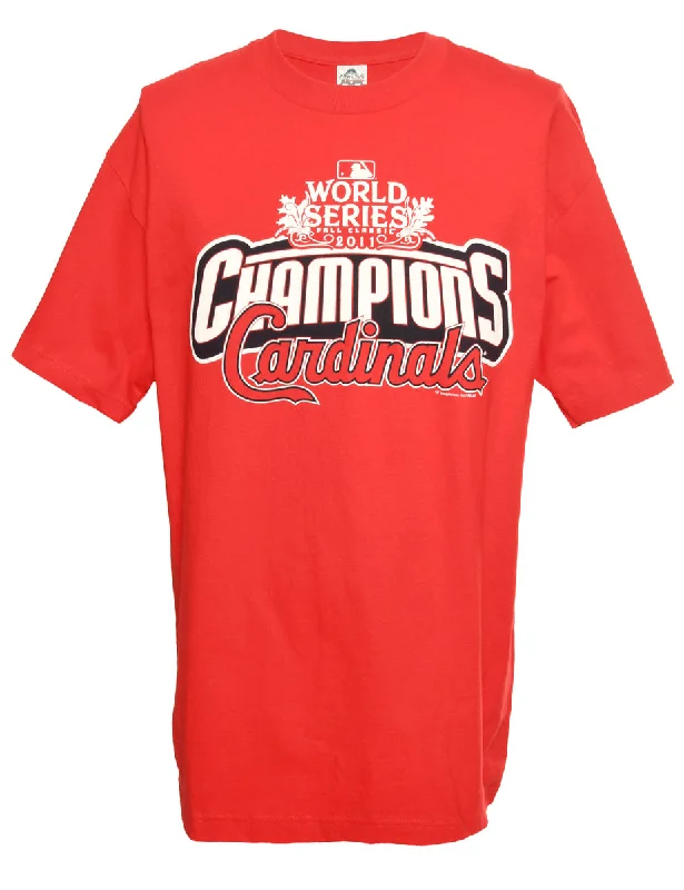 Red Champions Cardinals Printed T-shirt - L Faux Fur Fabric Real Fur Fabric Shearling Fabric