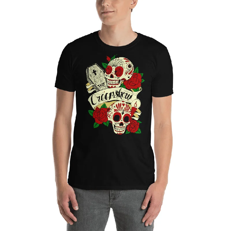 SUGAR SKULLS Unisex T-Shirt V-Neck T-Shirt Long Sleeve Cotton