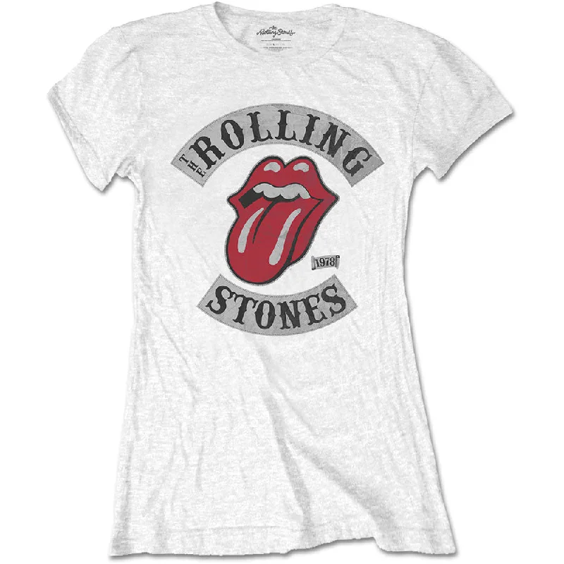 The Rolling Stones Tour 1978 Ladies T-Shirt Houndstooth Herringbone Solid