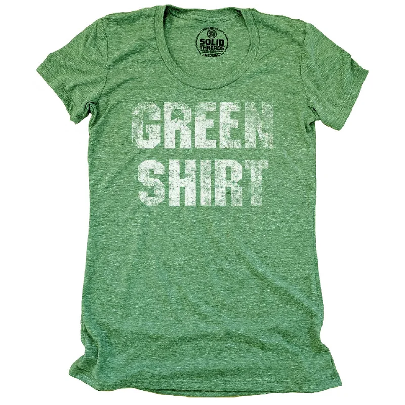 Women's Green Shirt T-Shirt Mesh Blend Leather Blend Suede Blend