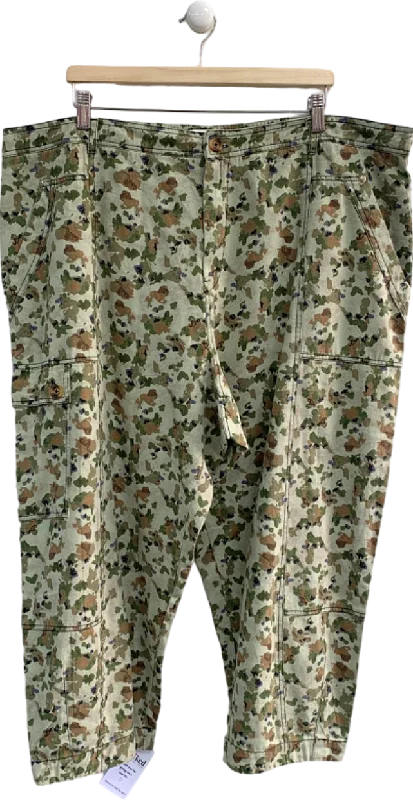 Anthropologie Green Camouflage Print Trousers UK 26W Trousers Bestseller Popular