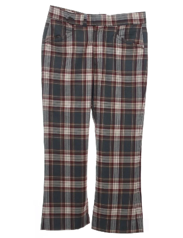 Checked Pattern Trousers - W35 L29 Trousers Formal Black