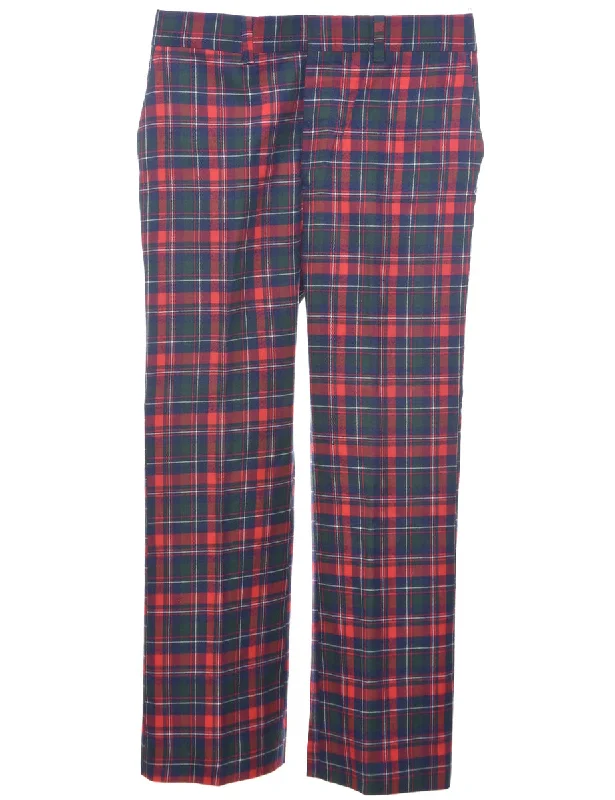 Checked Pattern Trousers - W35 L31 Trousers Bridal Satin