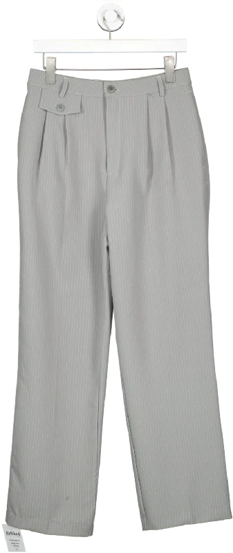 De Rococo Grey Tailored Pin Stripe Trousers UK M Trousers Canvas Durable