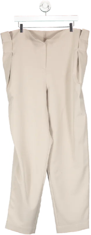 Designer Remix Beige Tailored Trousers UK XXXL Trousers Bridal Satin