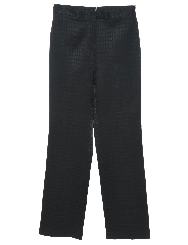 Geometric Pattern Black Trousers - W28 L32 Trousers Fleece Cozy