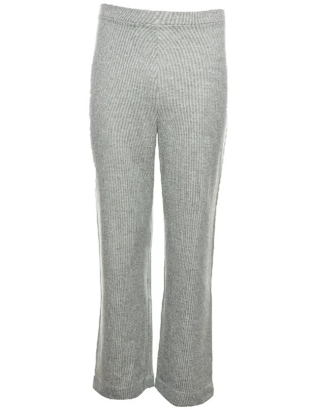 Graff Flared Leg Light Grey Trousers - W27 L29 Trousers Plaid Checkered