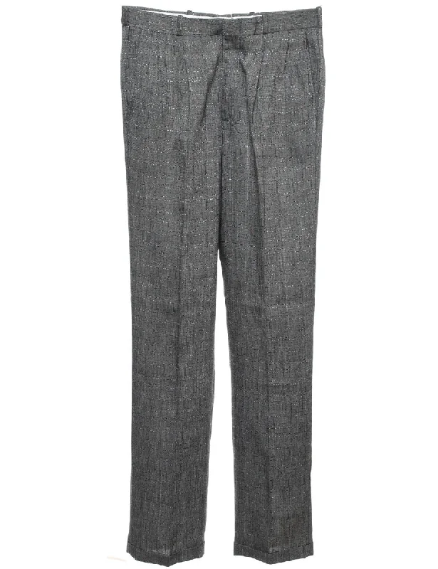 Grey & Black Patterned Trousers - W30 L34 Trousers Canvas Durable