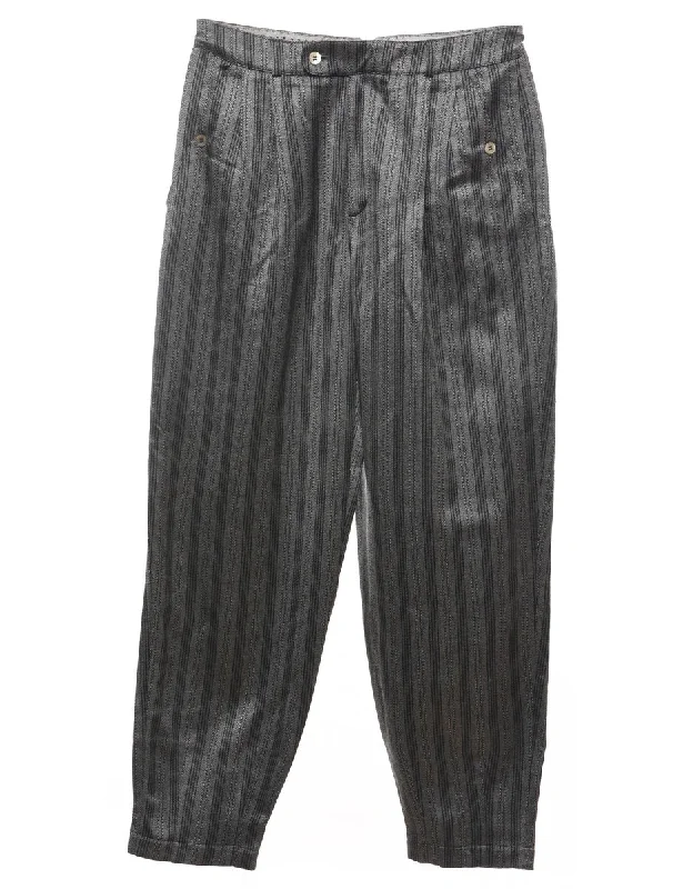 Grey & Black Striped Trousers - W34 L30 Trousers trendy modern