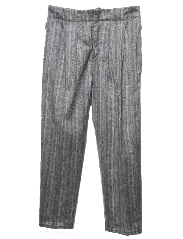 Grey Striped Pattern Trousers - W32 L28 Trousers Hiking Durable