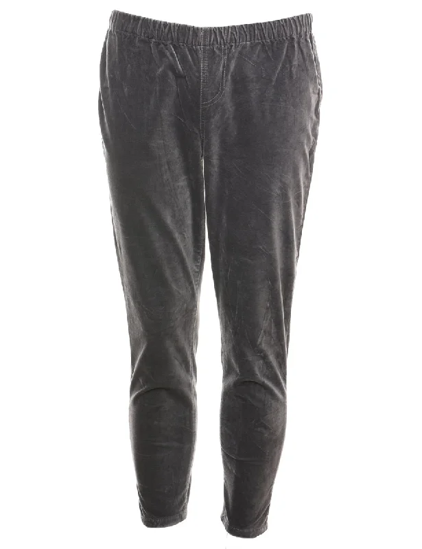 Grey Tapered Velvet Trousers - W30 L26 Trousers Travel Practical