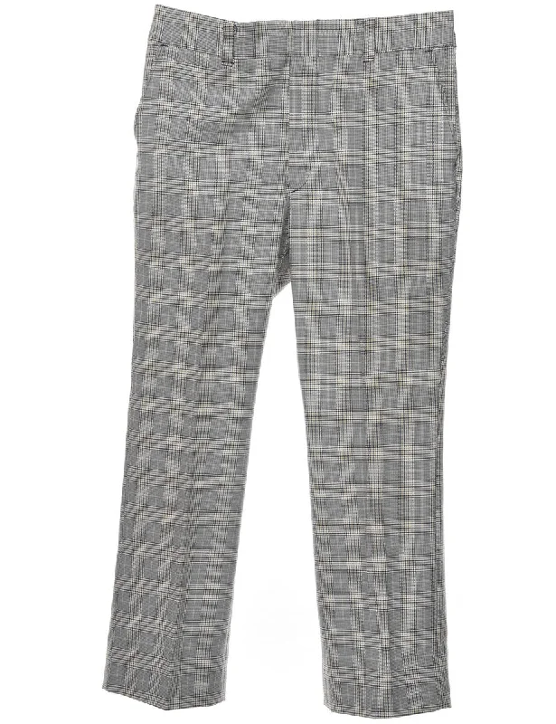 Grey & Yellow Checked Trousers - W38 L30 Trousers Denim Distressed