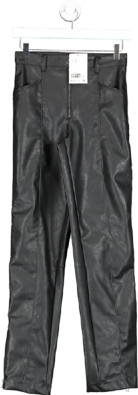 H&M Black Biker Trousers UK 8 Trousers Business Professional