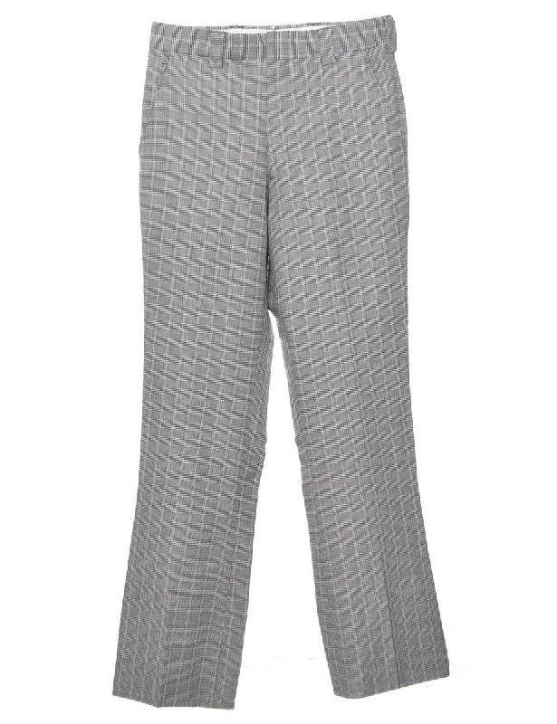 Herringbone Tweed Grey Checked Trousers - W28 L32 Trousers Top Rated