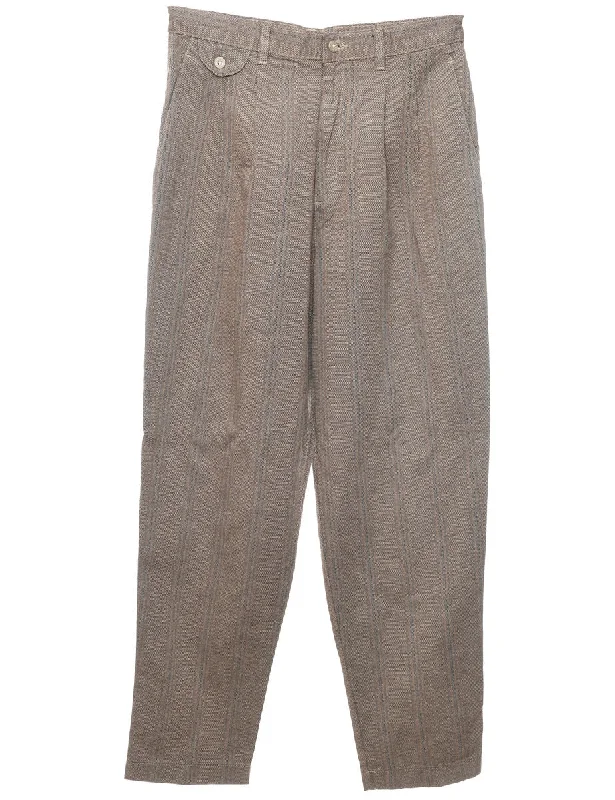 Herringbone Tweed Lee Light Brown Trousers - W30 L30 Trousers Recommended Stylist