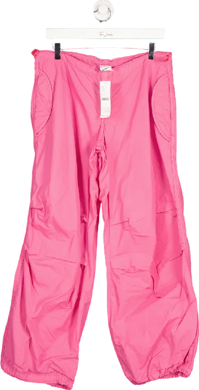 iets frans Pink Cotton Cargo Trousers S Trousers Mesh Breathable