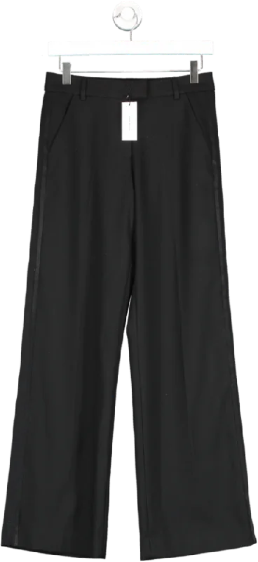 Karen Millen Black The Founder Premium Twill Straight Leg Tailored Trousers UK 6 Trousers Handmade Artisanal