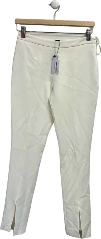 Karen Millen Ivory Compact Stretch Viscose Tailored High Waisted Split Front Trousers UK 6 Trousers Culottes Wide Leg