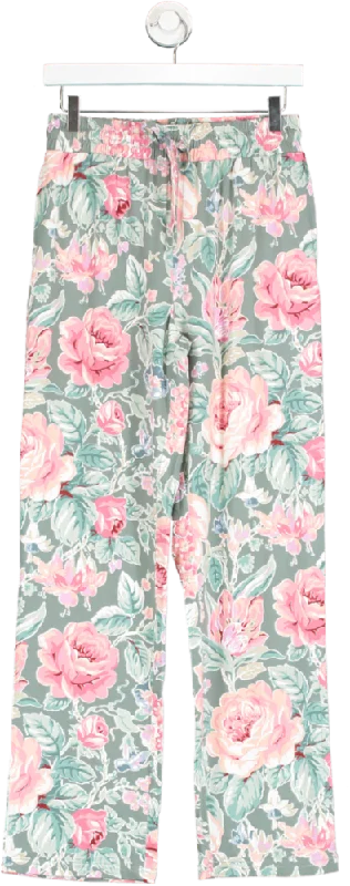 Laura Ashley Green Floral Print Pull On Trouser UK 8 Trousers Spring Floral