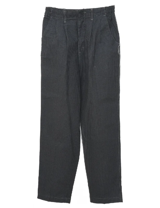 Lee Grey Checked Trousers - W26 L29 Trousers Leather Faux