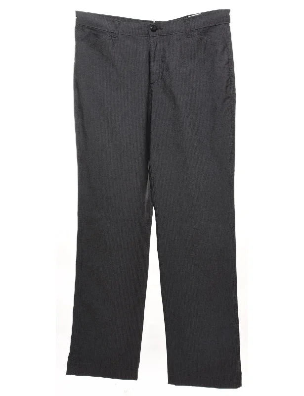 Lee Grey Classic Striped Trousers - W35 L33 Trousers Designer Luxury