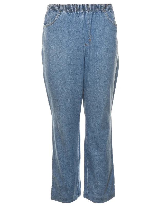 Light Wash Denim Trousers - W26 L28 Trousers Pleated Formal