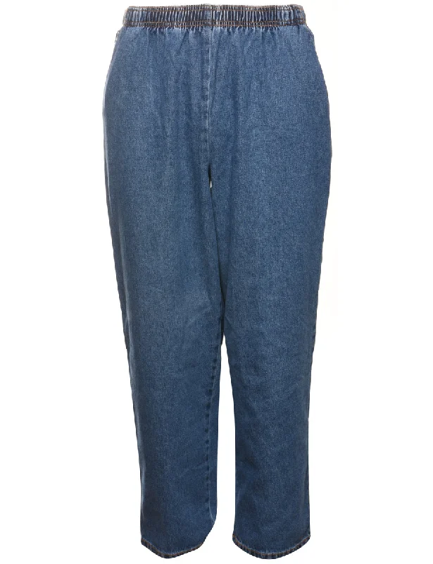 Medium Wash Tapered Denim Trousers - W28 L27 Trousers Fleece Cozy