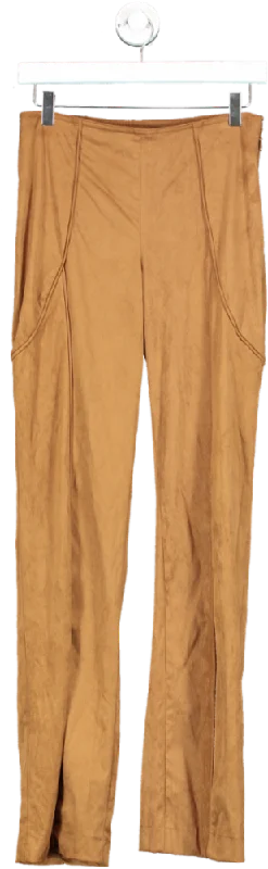 Mistress Rocks Brown Caramel Faux Suede Trousers UK S Trousers Travel Practical