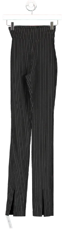 Naked Wardrobe Black Striped Trousers UK XXS Trousers Prom Sequined