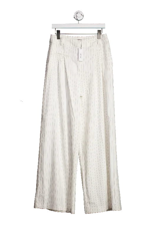 Nasty Gal White Pinstripe Wide Leg Tailored Trousers UK 12 Trousers Occasion Special