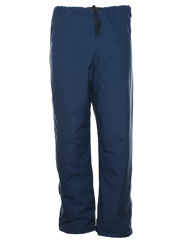 Navy Nylon Waterproof Trousers - W32 L29 Trousers High Rise Slim Fit