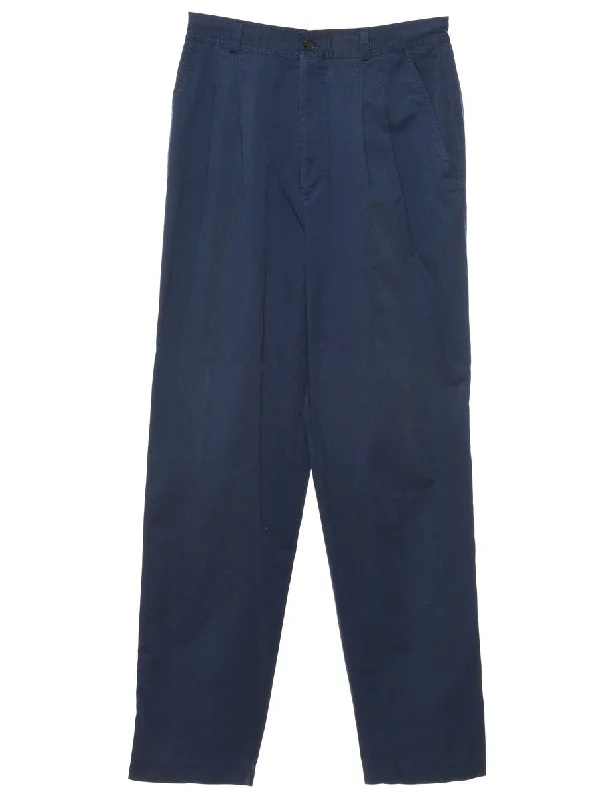 Navy Trousers - W28 L29 Trousers Palazzo Wide Leg