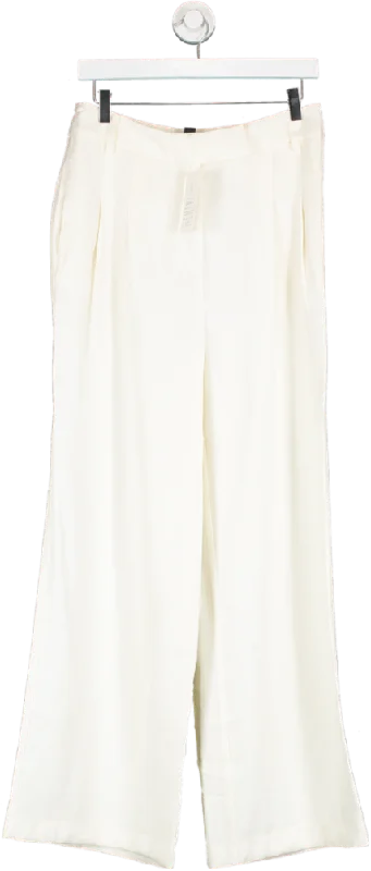 New Look Cream Viscose Twill Wide Leg Trousers UK 8 Trousers Custom Made