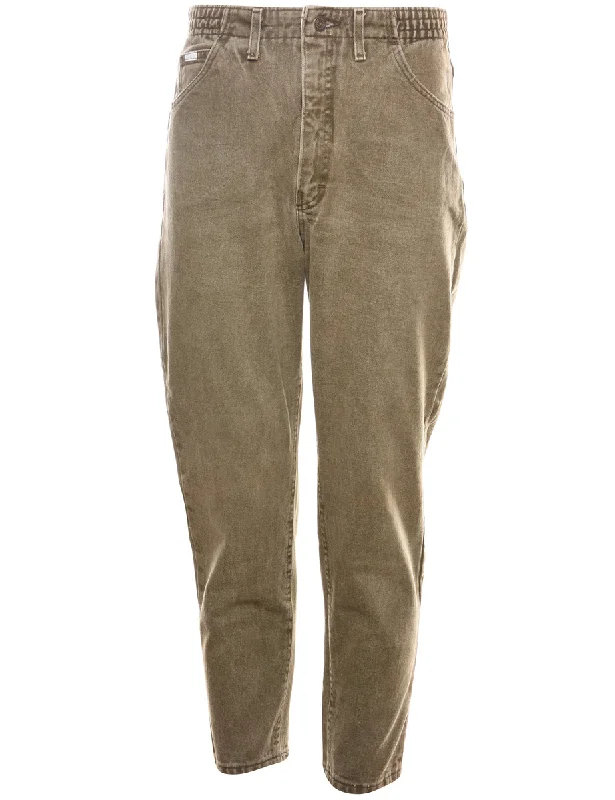 Olive Green Lee Denim Trousers - W30 L27 Trousers Striped Patterned