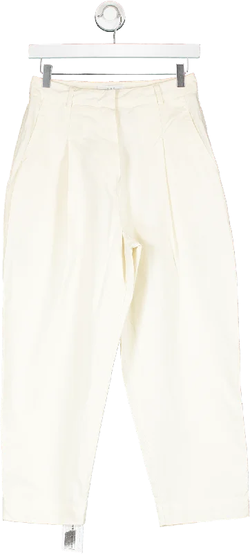 ONE Cream Wide Leg Crop Trousers UK 8 Trousers Flared Retro