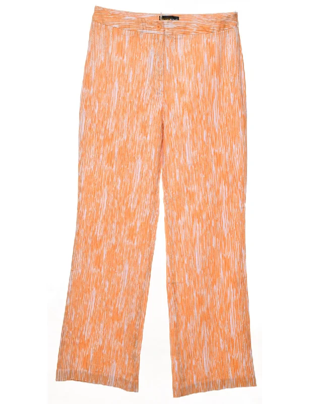 Orange & White Patterned Bootcut Trousers - W30 L31 Trousers Occasion Special