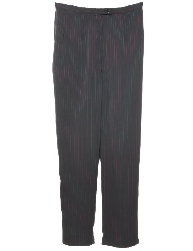 Pinstriped Black & Red Trousers - W28 L29 Trousers Harem Relaxed Fit