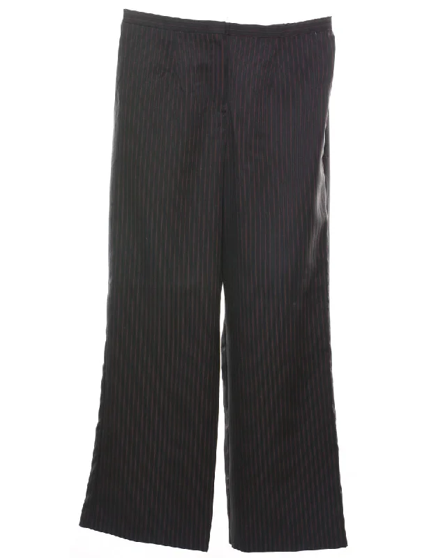 Pinstriped Black & Red Trousers - W32 L31 Trousers Modern Contemporary