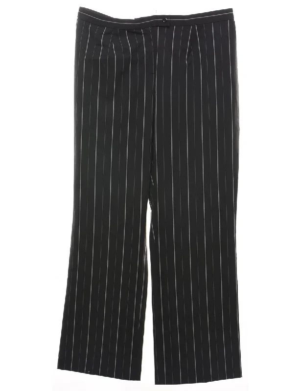 Pinstriped Black & White Trousers - W36 L31 Trousers Capri Summer