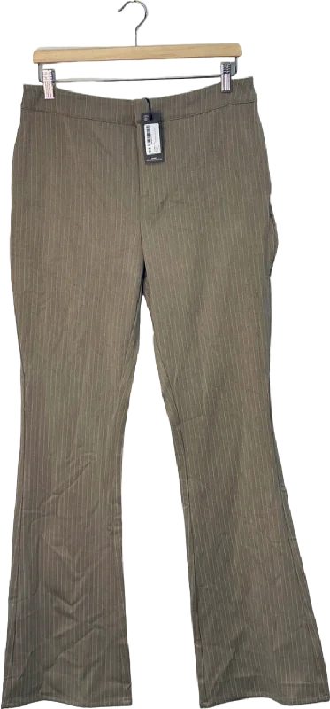 P.L.T. Label Beige Pinstripe Trousers UK 10 Trousers Versatile Stylish