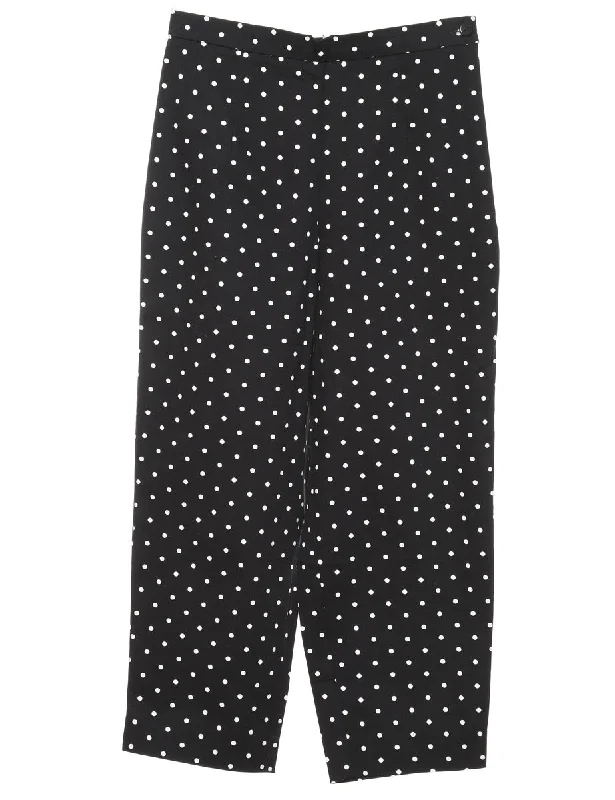 Polka Dot Cropped Trousers - W24 L21 Trousers Office Stylish