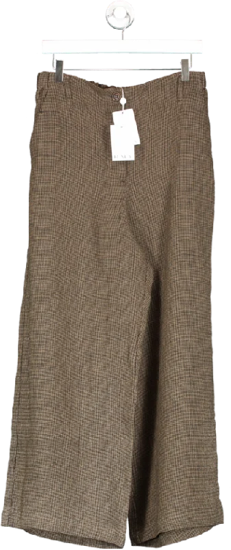 Raey Brown Relaxed Houndstooth Trousers UK 12 Trousers Ceremony Elegant